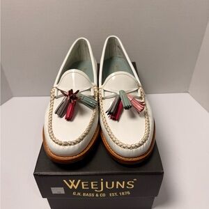 G.H. Bass & Co. White Loafers with Colorful Tassels Weejuns